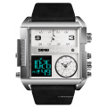 SKMEI 1391 Moda masculina relógio de pulso de quartzo à prova d&#39;água relógios com pulseira de couro marca de luxo casual quadrado digital relogio masculino